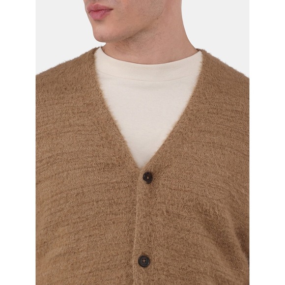 No Boundaries Mens Fuzzy Relaxed Long Sleeve Cardigan Sweater Brown Clay Size M - Picture 4 of 7